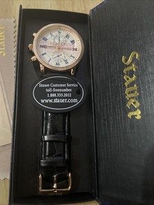Montre Homme Stauer En Cuir Véritable - Mouvement Quartz, Fenêtre Date | Neuve Avec étiquettes