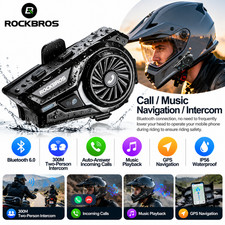 ROCKBROS Motorcycle Bluetooth Helmet Headset Speakers Wireless Waterproof 1 Pack