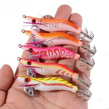5PCS Fishing Squid Jigs 7g Saltwater Lures Luminous Squid Bait Jig Hooks 2.0#