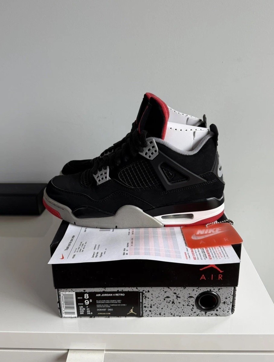 New Nike Air Jordan Retro 4 Bred OG 2019 Size 8 Authentic Basketball Black Jordan 4 Retro OG  main image 2