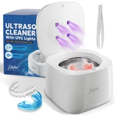 Ultrasonic Retainer Cleaner Machine, 4 UV Lights for Denture Aligner Jewelry