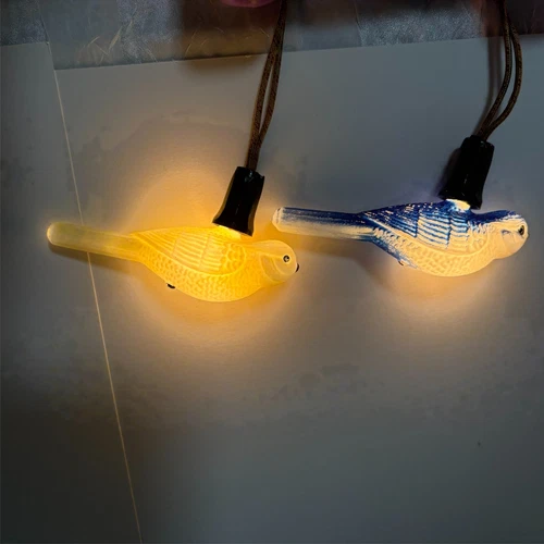 Lot of 2 Working Vtg Bulbs Milk Glass Bird Parakeets A Pair of Christmas Lights