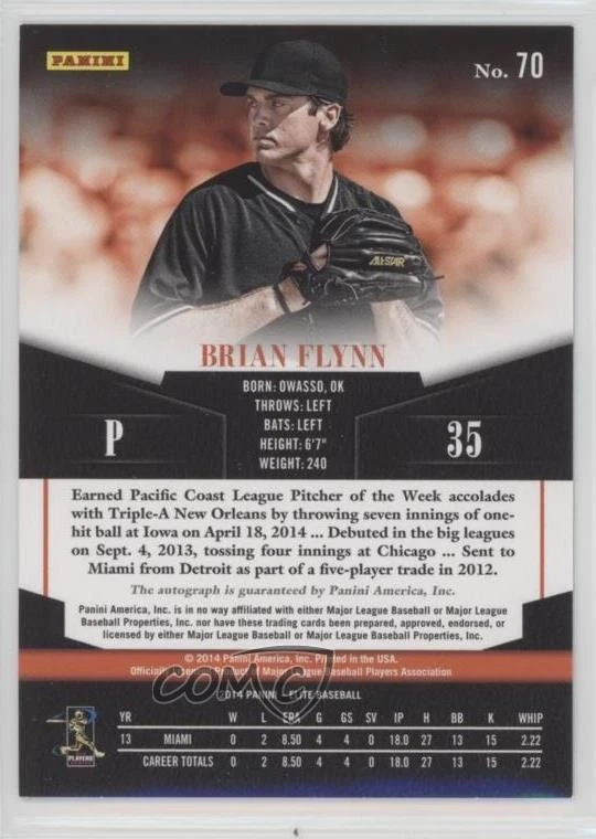2014 Panini Donruss Elite Signatures Turn of the Century Brian Flynn #70 Auto - Image 2 of 2