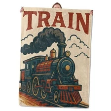 Retro Train Blanket Gifts for Women Adults, Soft Warm Lightweight Flannel 