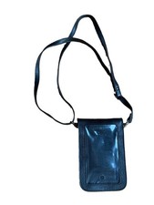 Black Faux Leather Cell Phone Crossbody Purse Wallet Bag Adjustable Strap 7.5x5