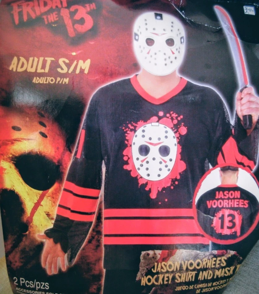 2 件装 Friday the 13th Jason Voorhees 曲棍球球衣面具万圣节服装 S/M 男式 — 第 2/4 张图片