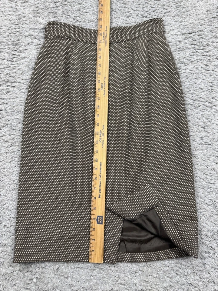 Юбка женская Neiman Marcus 8 коричневая шерстяная геометрический твид миди плиссированный карандаш винтажный - Изображение 4 из 4