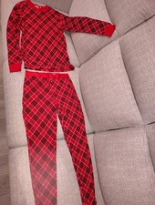 SMALL - VICTORIA'S SECRET 2-PCS THERMAL PAJAMA SET BLACK/RED PLAID - NWOT