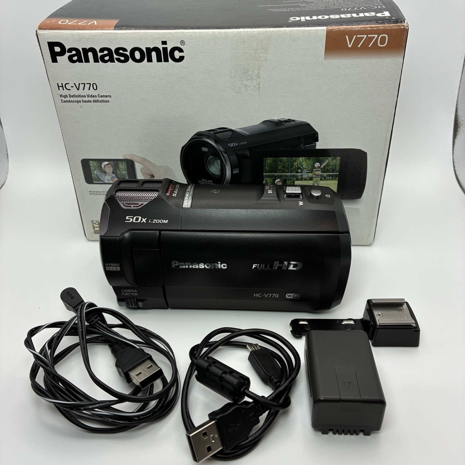 50x Zoom Wifi Black Video Camera Bundle