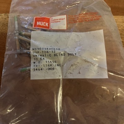 Huck mS90354U0612 UBP-T06-12 Aerospace Bolt Rivet Pack Aviation NOS