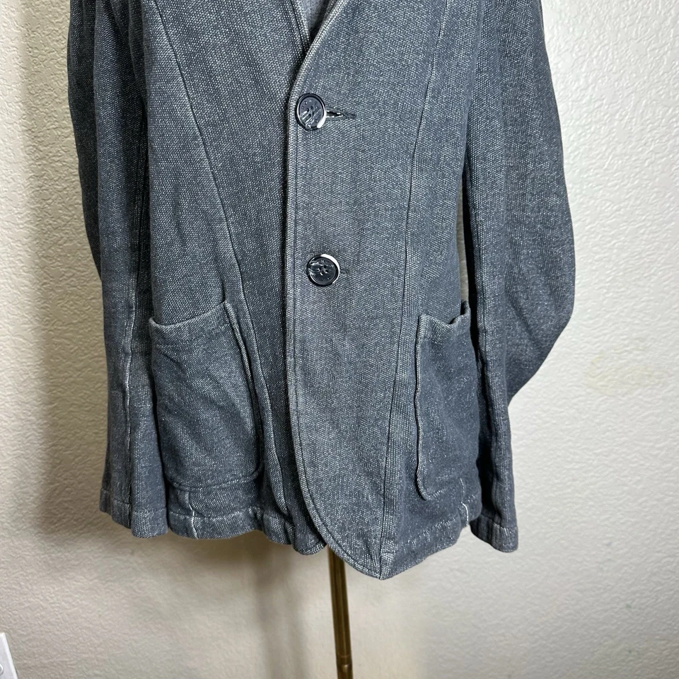 Howe Gray & Blue Hooded 2 Button & Zip Sweatshirt Hoodie Blazer Jacket Coat M - Image 3 of 4
