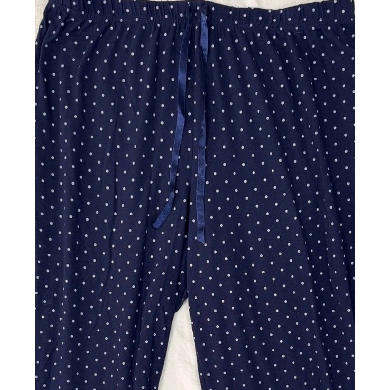 Croft & Barrow Intimates Womens XL Navy Blue White Polka Dot Sleep Pants  - Image 3 of 4