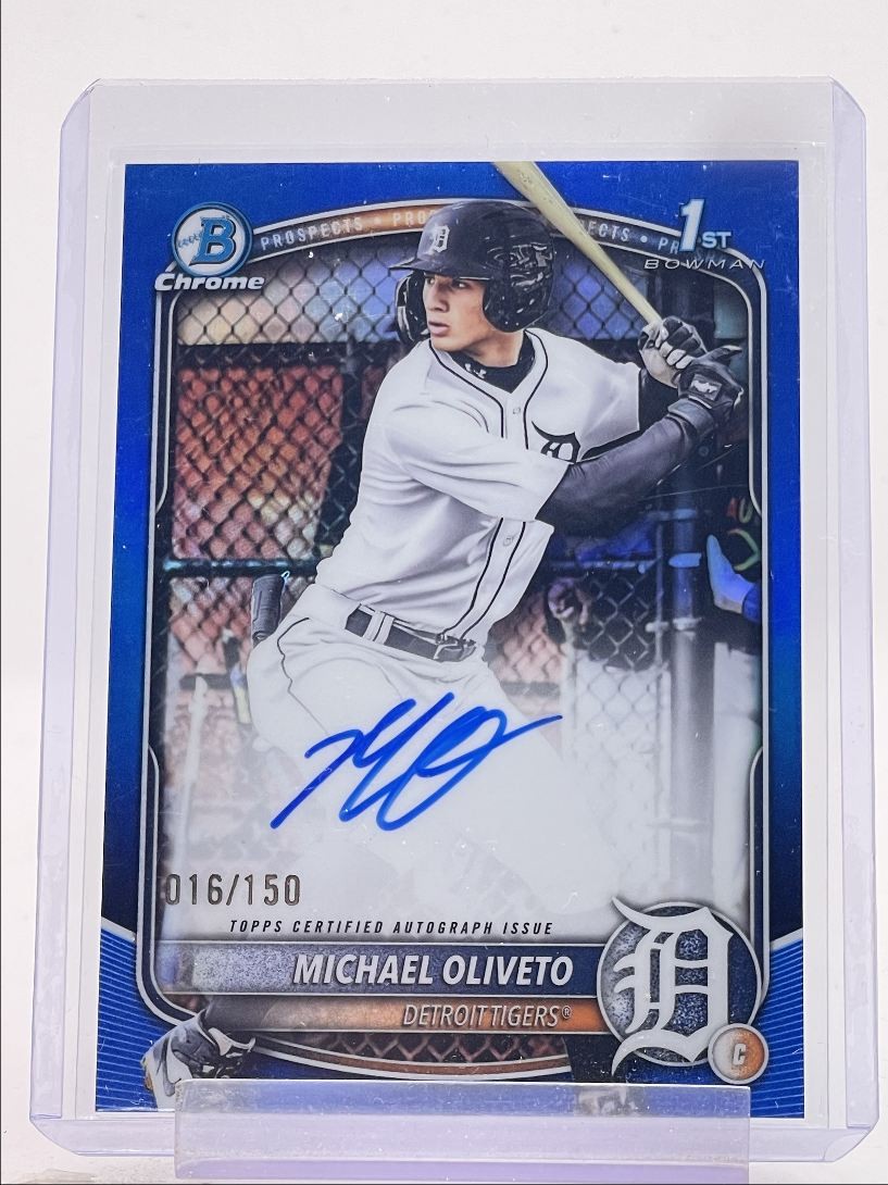 MICHAEL OLIVETO 2025 BOWMAN CHROME DRAFT 1ST BLUE REFRACTOR AUTO /150 Q5451