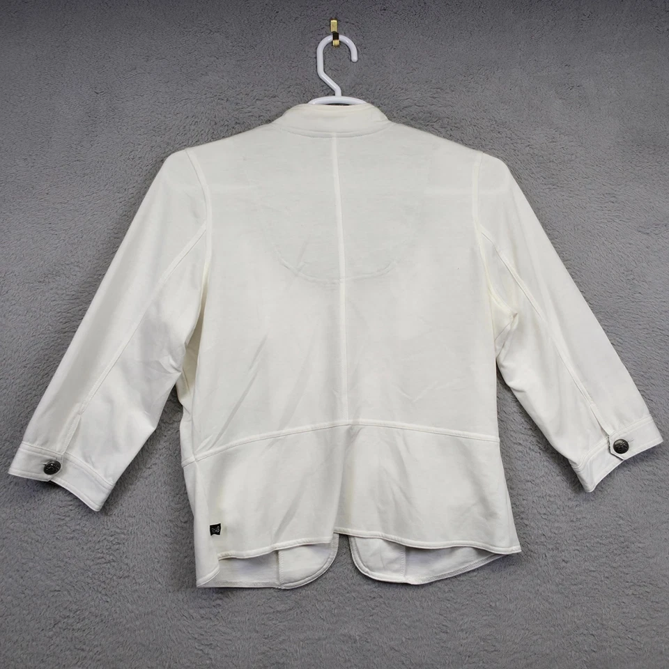 Y2K Self Esteem Jacket Women XL White Embellished Military Inspired Crest Button - Image 4 of 4