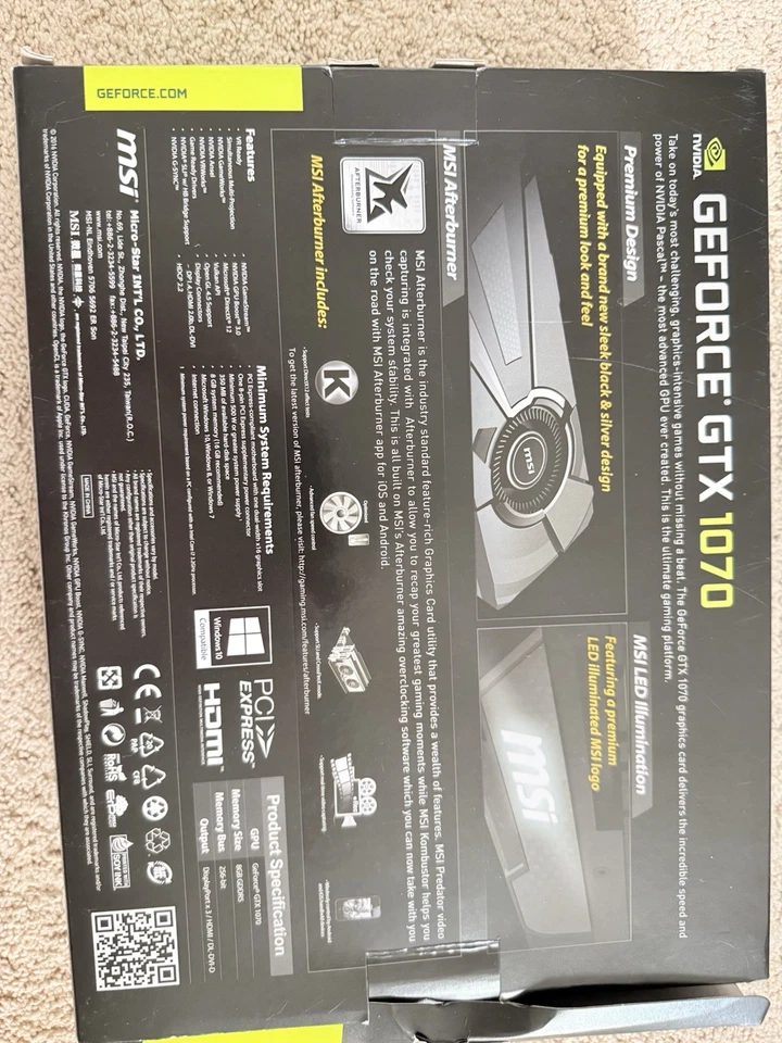 MSI Nvidia GTX 1070  8GB GDDR5 GTX-970-GAMING-100ME (IT WORKS) - Image 2 of 4