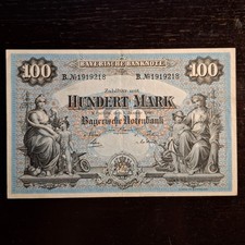 Bayerische Notenbank Banknote 100 Mark M&uuml;nchen 1. Januar 1900