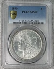 1890 MORGAN DOLLAR PCGS MS62 90%SILVER