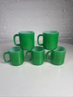 Vintage Style Green Milk Glass Mugs Set of 5 – Reproduction Jadite Look
