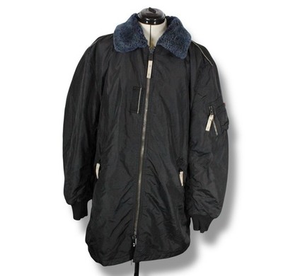 Alpha Industries Injector Lammfellkragen langer Mantel Herren 3XL schwarz Reißverschluss
