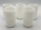 Vintage Anchor Hocking Milk Glass White Hobnail Tumblers 8 oz (Set Of 5)