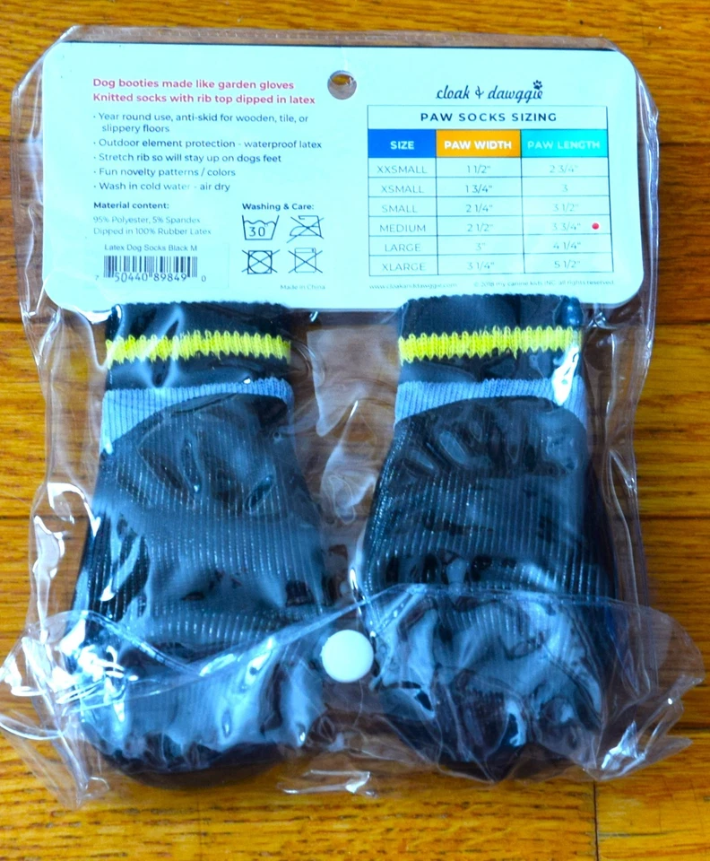 Capa y Dawggie Antideslizantes Cachorro Perro Pata Calcetines Nuevos Talla M Foto 2 de 3