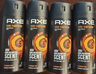 Lot Of 4 Axe Dark Temptation 48H Aluminum Free Deodorant Body Spray 4.0 oz!