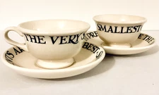 2 Emma Bridgewater Toast & Marmalade Miniature/Dollie Cups & Saucers - EUC