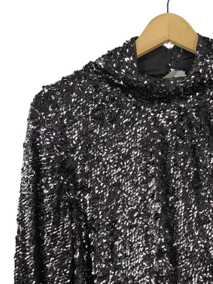 FREE PEOPLE Blouse brillante Dames Blouse T EU 34 noir élégant - Photo 3/4