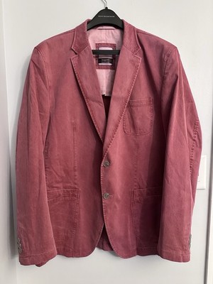 Bugatti European Men's Sport Blazer Jacket Red Pink Salmon Soft & Comfy Size 44
