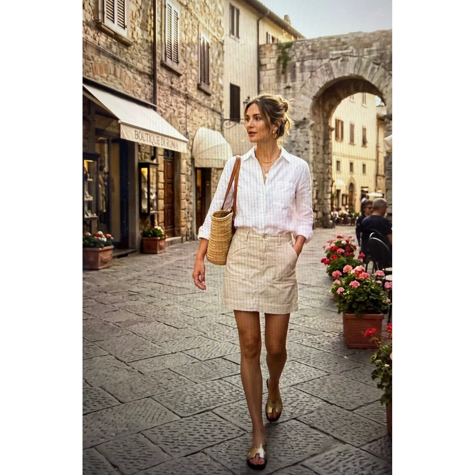 Frank & Eileen Jameson Skirt 6 light beige Quiet Luxury Performance w pockets