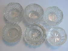 Vintage Glass Set of 6 Various Pattern Salt Cellars