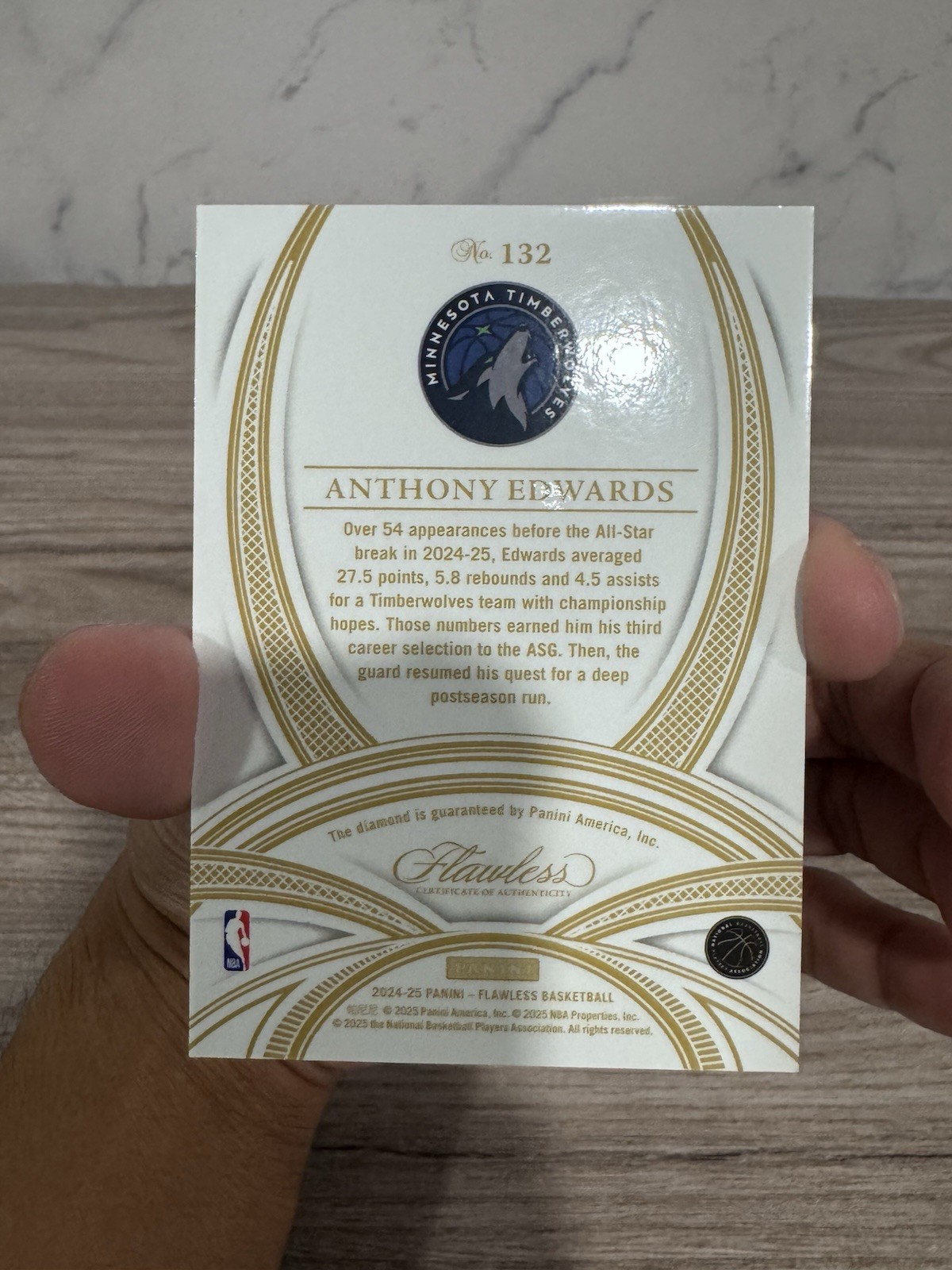 10/10≈1/1 2024-25 Panini Flawless Anthony Edwards #132 ALL-Stars Diamond view 8