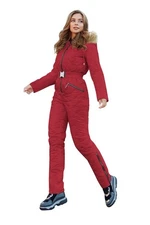 Yousify Women's Winter Waterproof Ski Snowsuit Jumpsuit -S- BURGUNDY