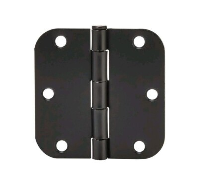 Rounded 5/8 Radius interior, 3.5'' x 3.5'' Door Hinges, 18 Pack Matte Black
