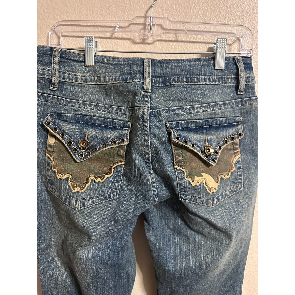 9.8 NINE.EIGHT Studded Pockets Denim Jeans Acid Wash Bootcut