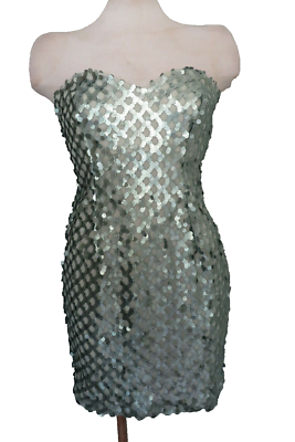 TRIXXI ~ Seafoam Green Lattice Sequins Strapless Sheath Party Dress 11 NEW  | eBay