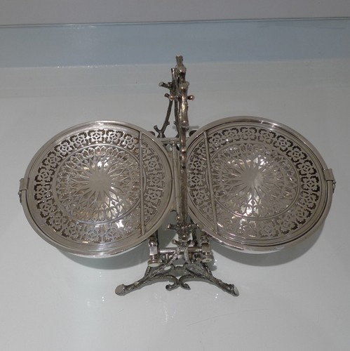 19th Century Antique Victorian Silver-Plated Folding Biscuit Box Fenton Brothers - Picture 7 of 11