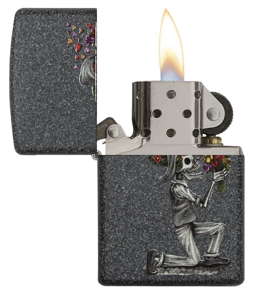 Zippo Iron Stone Skeleton Couple Gift Set 28987