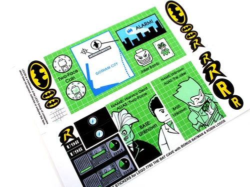CUSTOM STICKERS for TOY Set 7783 THE BATCAVE TOYS MODELS ETC