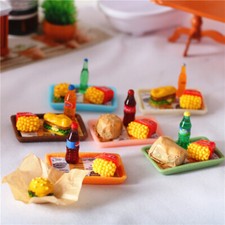 Juego de accesorios de hamburguesa coca cola papas fritas escala miniatura casa de muñecas 2 piezas