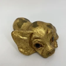 P. Hetrick Signed Gold Painted Dog Figurine With Spots