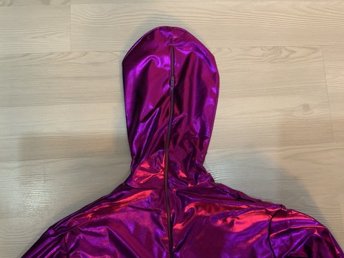 Pink Fuchsia Faux Latex Bodysuit Catsuit Wet Look Shiny Suit Costume Spandex - Picture 4 of 16