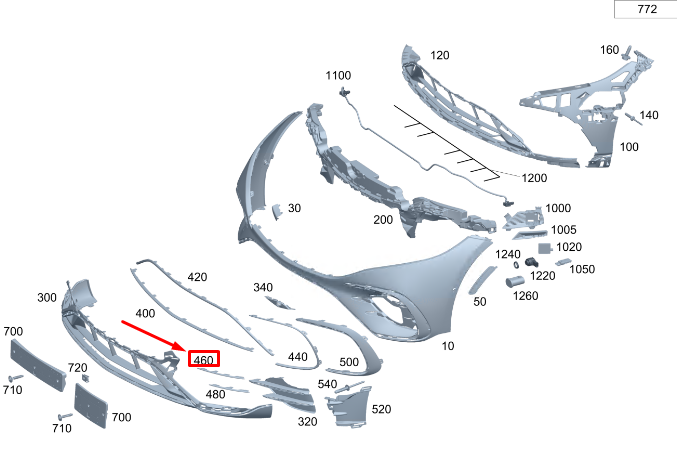 Neu MERCEDES-BENZ EQS V297 Stoßstangenverkleidung vorne links oben A2978857903