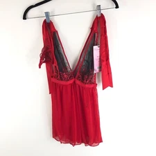 NWT Seven 'Til Midnight Two Piece Embroidered Mesh Babydoll and Thong Set Sz S