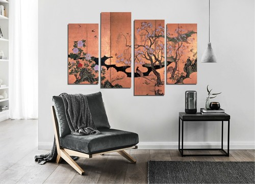 Japanese traditional art Japanese beauty canvas split prints on wooden bars - Picture 5 of 8