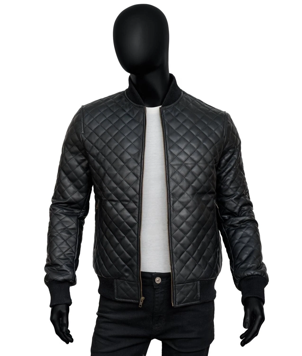 Mens Biker Quilted Leather Bomber Jacket RAF Pilot Aviator B3 Motorcycle Jacket