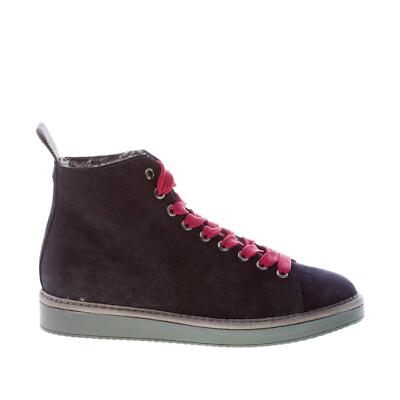 PANCHIC Women's Polacchino P01 Suede Midnight Blue Eco Fur Shoes