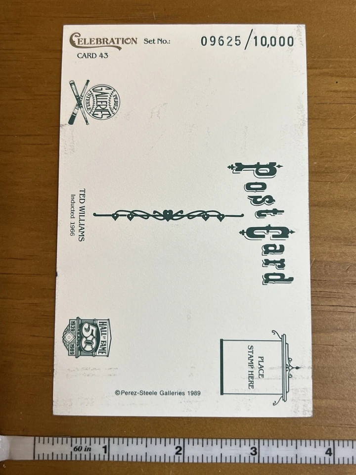 Ted Williams Auto Signed Card Perez Steele Celebration #09625 W/ COA - Image 2 of 4