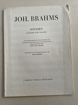 Joh. Brahms Sonaten alte Noten Heft Violine Klavier Piano C.Henke Verlag Um 1950