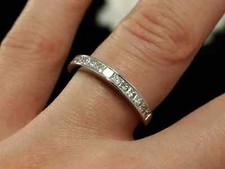 1.30Ct Princess Cut Moissanite Eternity Wedding Band Ring 14k White Gold Plated